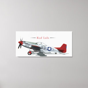 Impressão Em Tela Mustang vermelho da cauda P-51 dos aviadores de