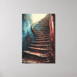 Impressão Em Tela Mystic Stairway to Light – Surreal Textured Ruins 