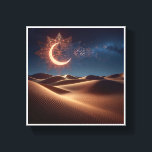 Impressão Em Tela Mystical Desert Night Wall Art - Glowing Geometric<br><div class="desc">A breathtaking digital masterpiece featuring a radiant, geometric crescent moon and intricate star patterns illuminating a vast desert landscape. The warm, glowing light of the celestial symbols contrasts beautifully with the deep blue night sky and the rhythmic textures of the golden sand dunes. This enchanting piece brings a sense of...</div>