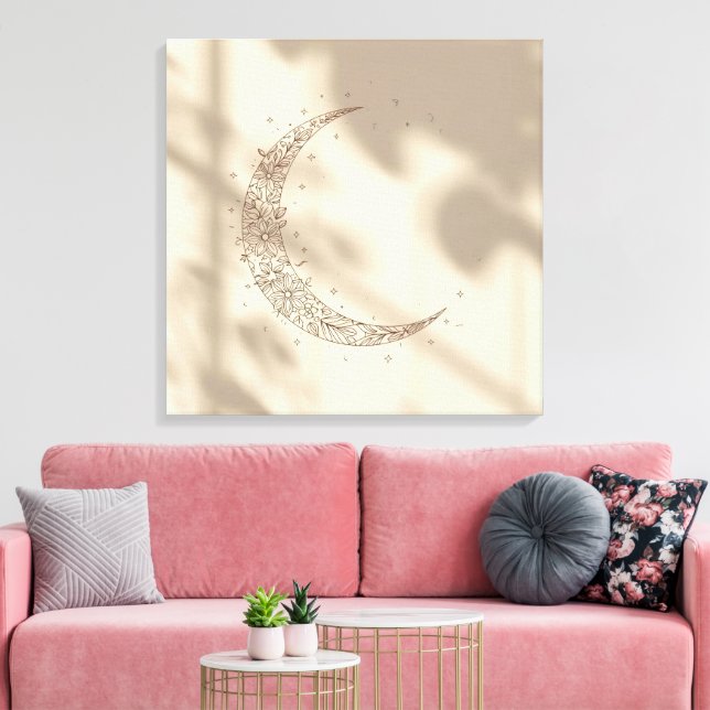 Impressão Em Tela Mystical Moon Wall Art | Celestial Night Sky  (Insitu(Sala de estar))