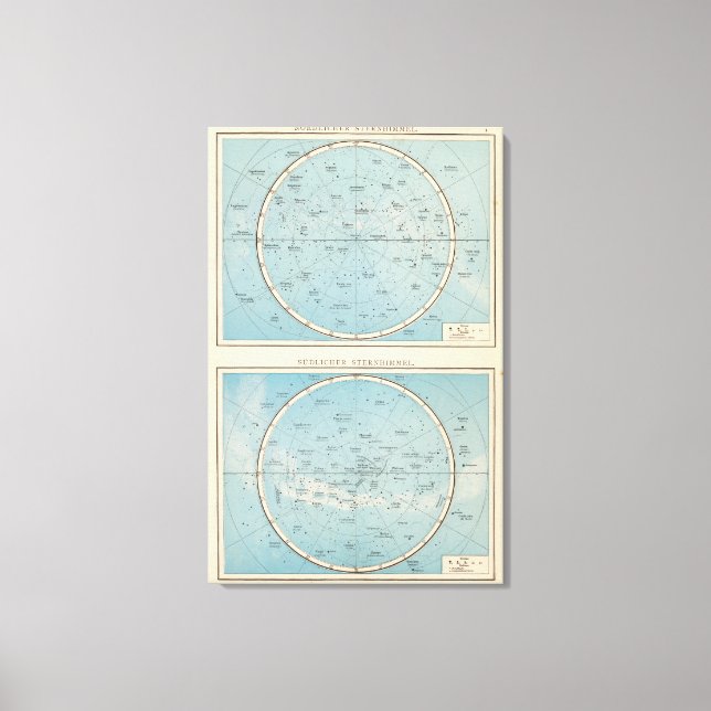 Impressão Em Tela N, S Sternhimmel Celestial Mapa do Atlas (Frente)
