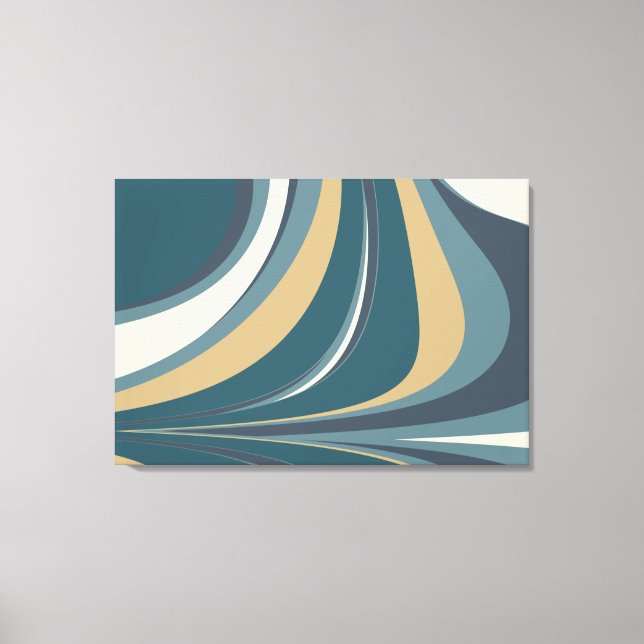 Impressão Em Tela Na moda Abstrato Marble Swirl em Teal e Dourado (Frente)