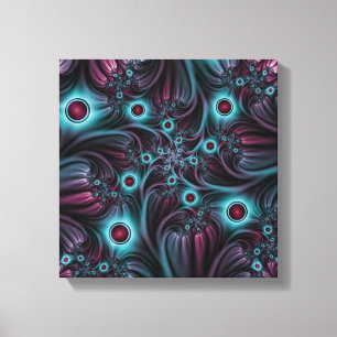 Impressão Em Tela Na Profundidade da Arte Fractal Abstrato Azul Cor-