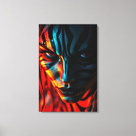 Impressão Em Tela Nahaufnahme: Frau mit Zebramuster im Gesicht