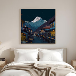 Impressão Em Tela Namche Bazaar Everest Night View Ilustrada