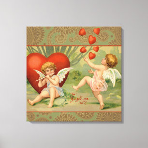 Impressão Em Tela Namorados Cupidos Adoram Vintagem Antiquada