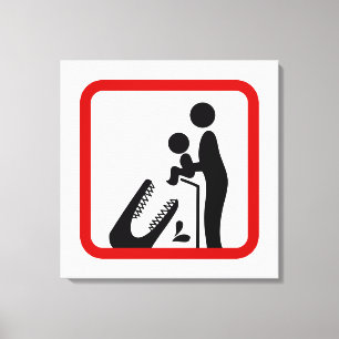 Impressão Em Tela Não alimente o bebê ao sinal de zoológico de croco