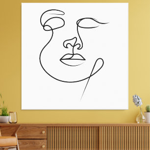 Impressão Em Tela Não Dito – Arte Minimalista Abstrata de Rosto em U