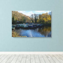 Impressão Em Tela Narrowboats Moored at Salterhebble Basin