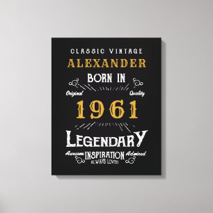 Impressão Em Tela Nascer de aniversário personalizado 1961 Vintage 