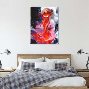 Impressão Em Tela "Nascer do Inferno" - Retrato da Mulher Vulcânica