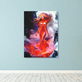 Impressão Em Tela "Nascer do Inferno" - Retrato da Mulher Vulcânica