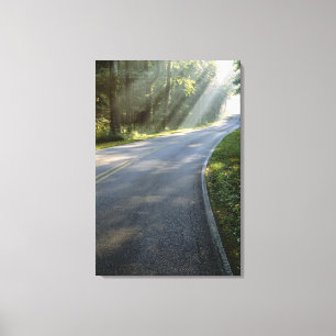 Impressão Em Tela Nascer do sol através do nevoeiro ao lado do Rio 