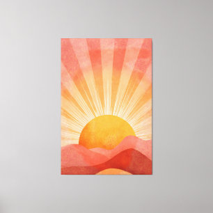 Impressão Em Tela Nascer do sol boêmio rosa e laranja