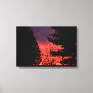 Impressão Em Tela Nascer do Sol Carmesim Sobre Hubbell, Michigan
