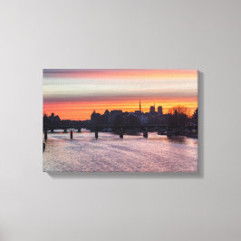Impressão Em Tela Nascer do sol sobre Ile de la Cite e Notre Dame -