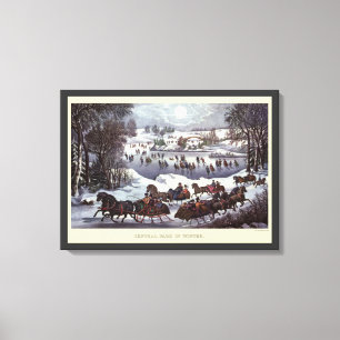 Impressão Em Tela Natais vintages Dormem, Central Park, no inverno