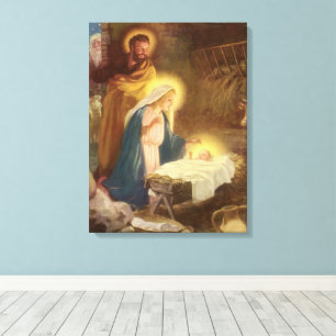 Impressão Em Tela natais vintages Natividade, Mary Joseph Baby Jesus