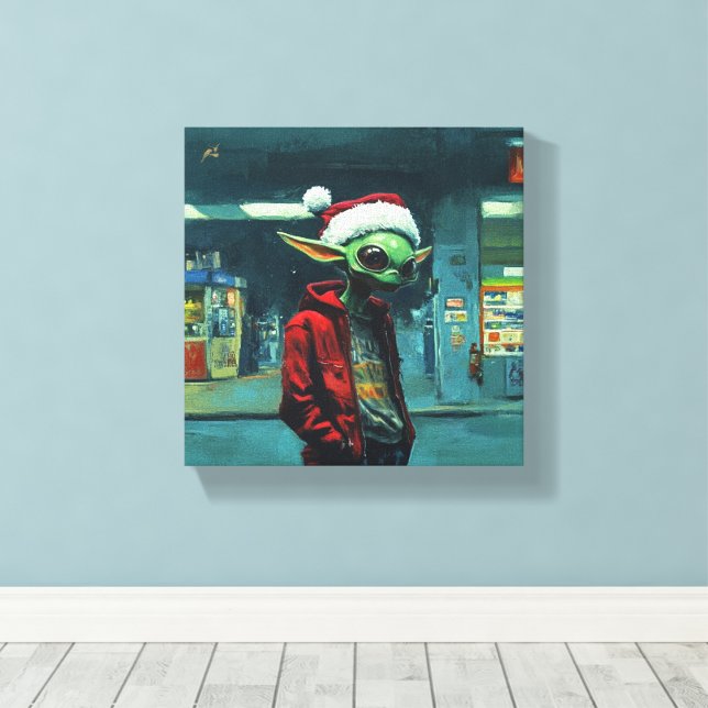 Impressão Em Tela Natal Alien (Insitu(piso de madeira))