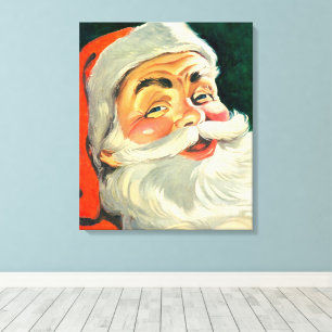 Impressão Em Tela Natal Antigo, Alegre Papai Noel dos Anos 50