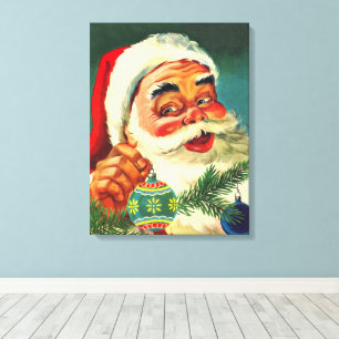 Impressão Em Tela Natal Antigo, Alegre Papai Noel Retro dos Anos 50