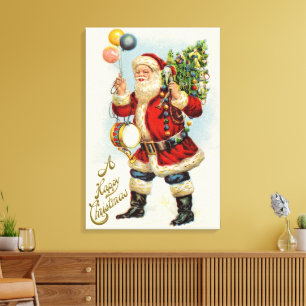 Impressão Em Tela Natal Antigo, Balões do Papai Noel Vitoriano