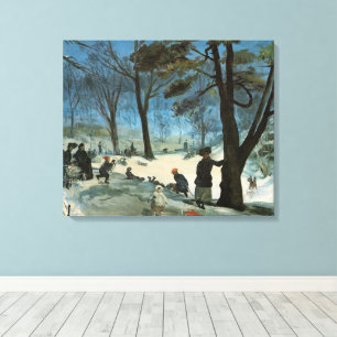 Impressão Em Tela Natal Antigo, Central Park no Inverno Glackens