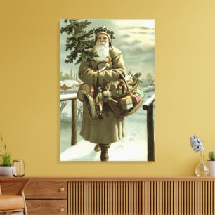 Impressão Em Tela Natal Antigo, Papai Noel Vitoriano com Brinquedos