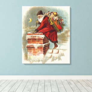 Impressão Em Tela Natal Antigo Vitoriano São Nicolau no Telhado