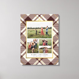 Impressão Em Tela Natal da Colagem de Fotos do Red Tartan 4 Beige &