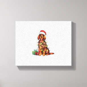 Impressão Em Tela Natal do Cachorro Irlandês de Santa Hat