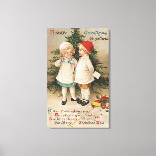 Impressão Em Tela Natal entusiasta GreetingKids por uma árvore