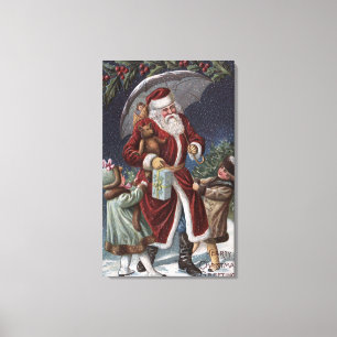 Impressão Em Tela Natal GreetingSanta com guarda-chuva
