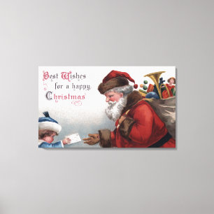 Impressão Em Tela Natal GreetingSanta que recebe a letra