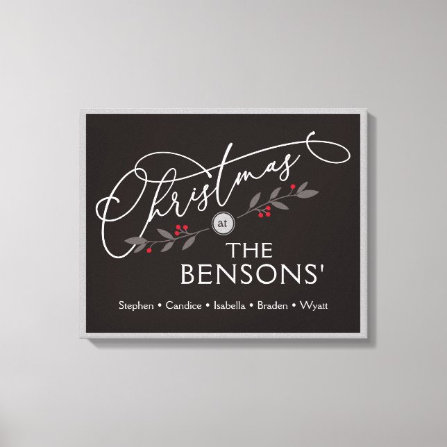 Impressão Em Tela "Natal no" Nome da família Holiday SVG (Frente)