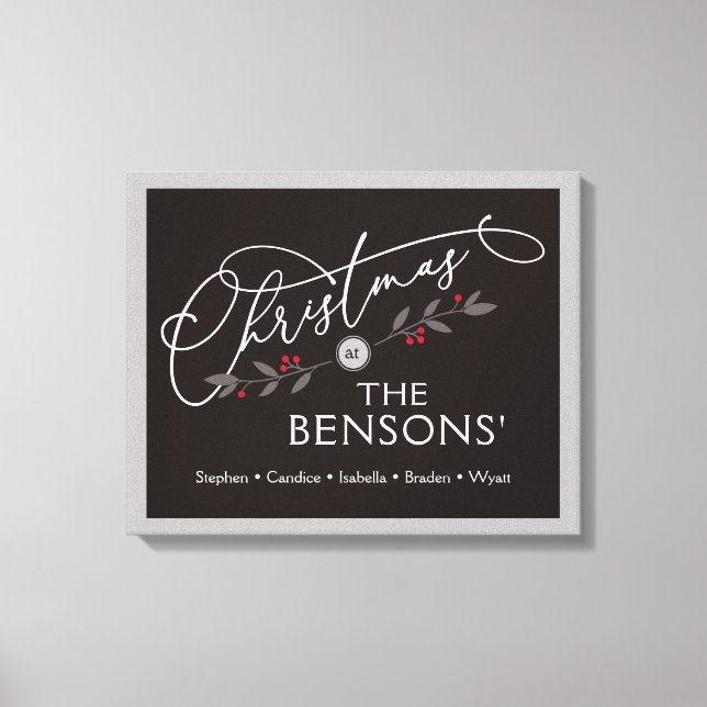 Impressão Em Tela "Natal no" Nome da família Holiday SVG (Frente)