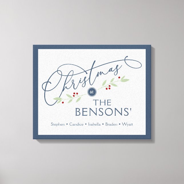 Impressão Em Tela "Natal no" Nome da família Holiday SVG (Frente)