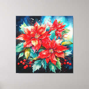 Impressão Em Tela Natal Poinsettias