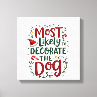 Impressão Em Tela Natal Provavelmente Decorar Cachorro Família Xmas