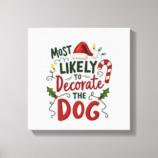 Impressão Em Tela Natal Provavelmente Decore Cachorro Xmas Família 2