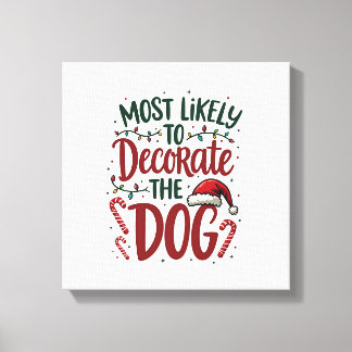 Impressão Em Tela Natal Provavelmente Decore Cachorro Xmas Família C