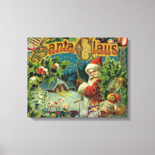 Impressão Em Tela Natal Santa Claus Vintage Antiquado Vitoriano