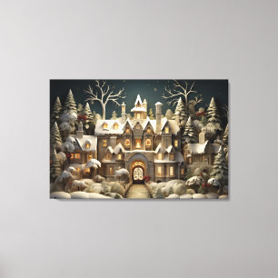 Impressão Em Tela Natal Snowy Manor Storybook Wonderland