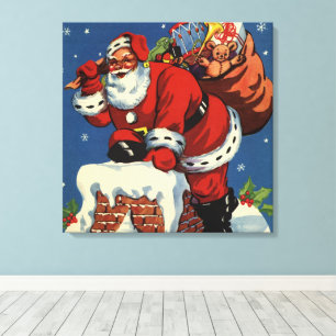 Impressão Em Tela Natal vintage, de Papai Noel brinquedos de w da