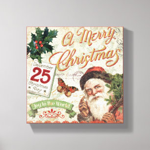 Impressão Em Tela Natal vintage Papai Noel