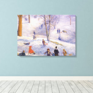 Impressão Em Tela Natal vintage, Sledding, Central Park Glackens