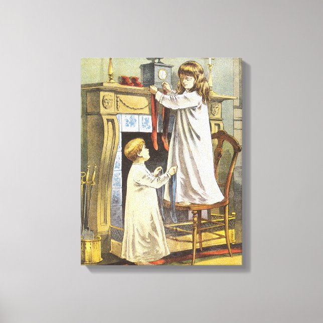 Impressão Em Tela Natal vitoriano, meias de Natal das crianças (Frente)