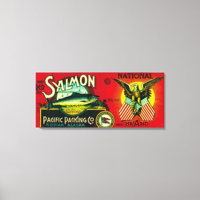 Impressão Em Tela National Salmon Can LabelKodiak, AK (Frente)