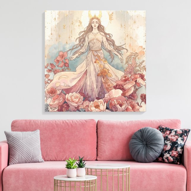 Impressão Em Tela Nature Goddess Boho Wall Art  (Insitu(Sala de estar))
