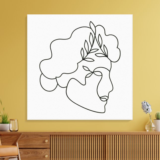 Impressão Em Tela Natureza Dentro - Arte Abstrato Botânica Da Linha  (Insitu(Sala de estar))